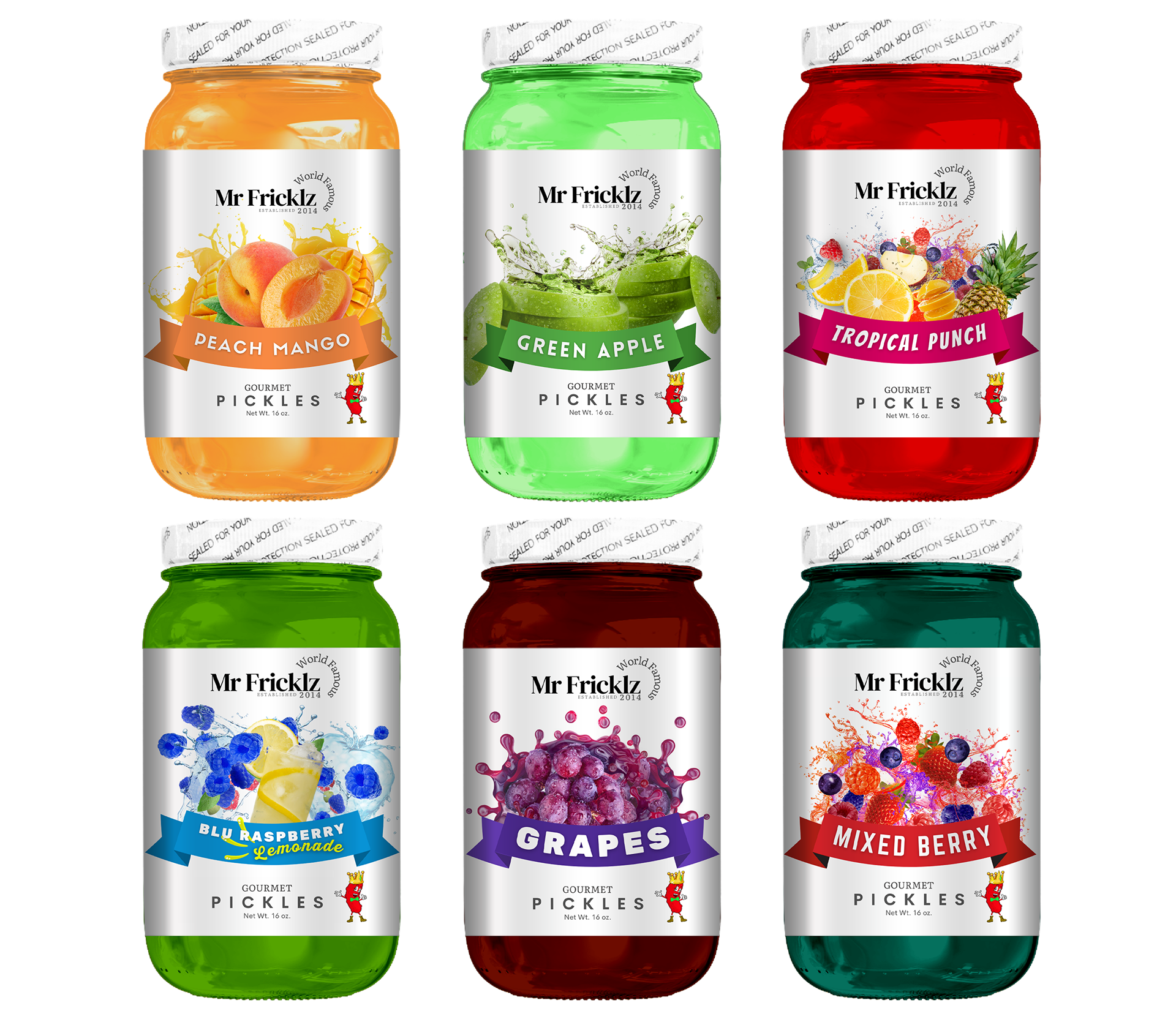 6 Pack Fan Favorite - Flavored Pickles – The World Famous Mr. Fricklz