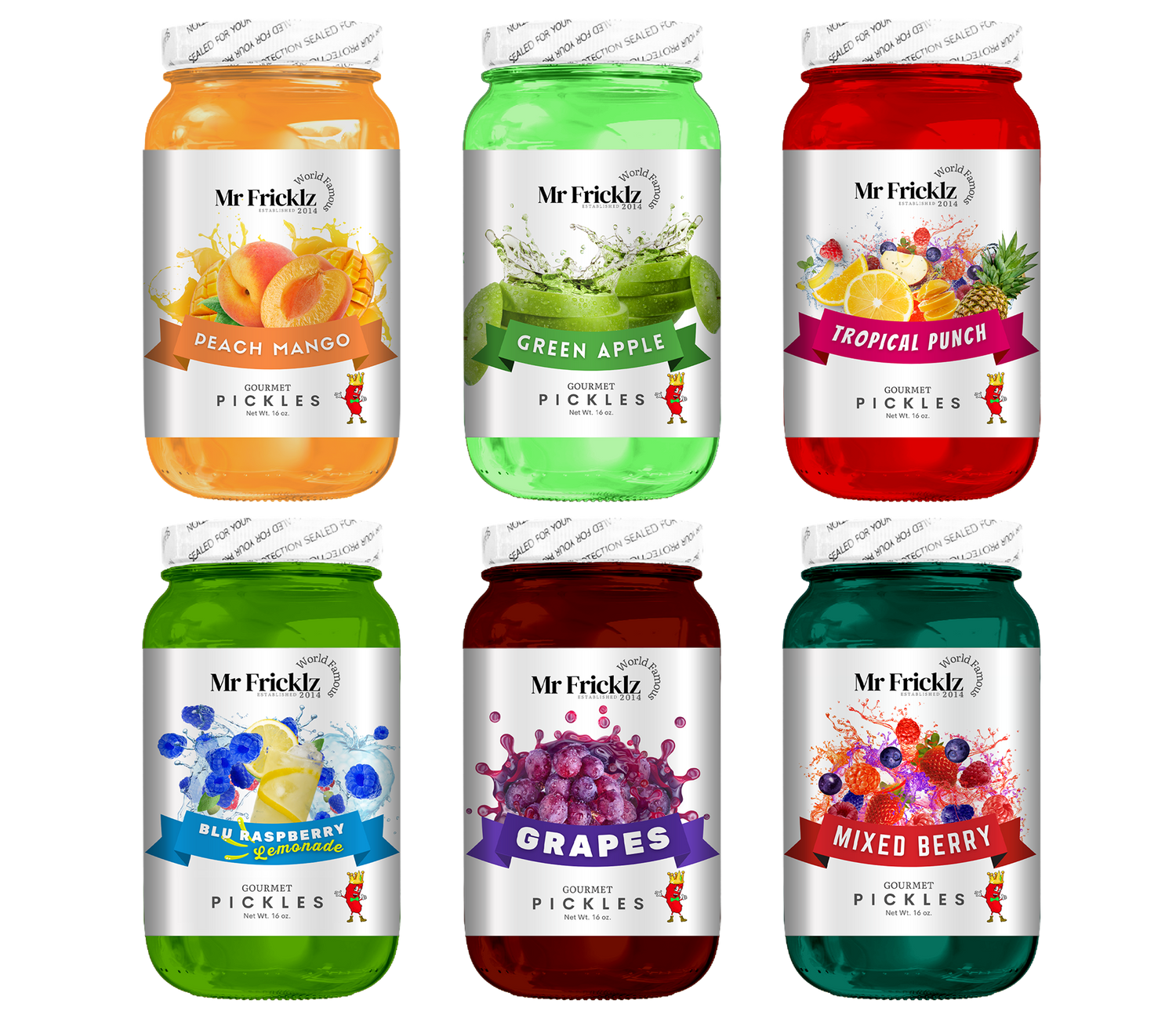 6 Pack Fan Favorite - Flavored Pickles – The World Famous Mr. Fricklz