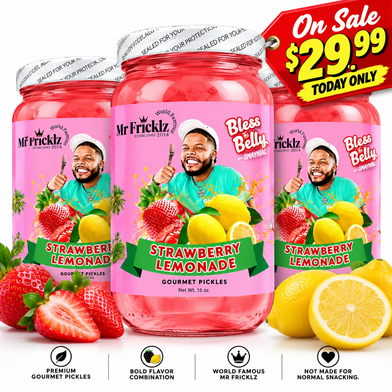 3 Exclusive Strawberry Lemonade Jars by Bless tha Belly