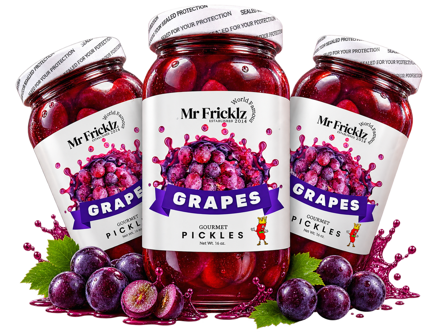 Grape Skinless Flavored Pickles -3 Jars for $19.99