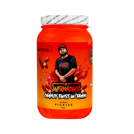 Chamoy Twist with Tahin Pickles by: Infamous Tex